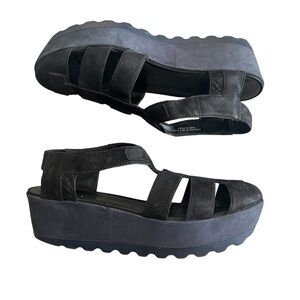 Camper Black Laika Fisherman Platform Sandals Shoes Womens Size 39 8.5